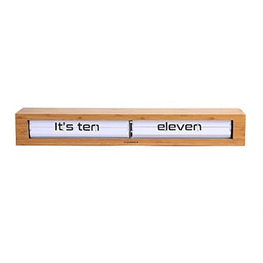 Cloudnola Texttime Wood Wall and Tabletop Flip Clock and Wall Decor Bamboo and White 24 inches Wide Battery Operated Digital Display Perfect for Living Room Kitchen Office and More