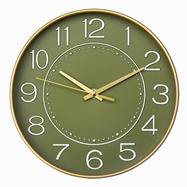 HZDHCLH Modern Wall Clocks Battery Operated10 inch Olive Green Clock for WallSilent Small Wall Clock for Living Room Bedroom Kitchen Office Nursery Decor