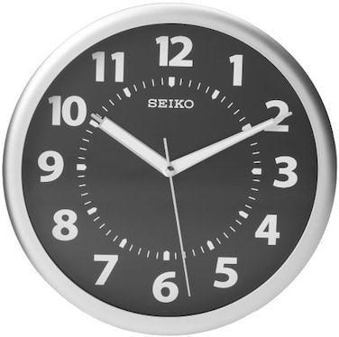 Seiko Wall Clock SilverTone Metallic Case Luminous Numerals