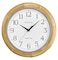 Bulova C5005 Wooden Atomic Analog Wall Clock Automatically Sets Time Large Roman Numerals Battery Operated Traditional Design