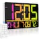 PERSUPER 13 Large Digital Wall Clock with Remote RGB Color Changing 25 Ringtones 0100 AutoCustom Brightness Temperature Calendar 1224H DST Timer for Living RoomBedroomOfficeElderly