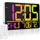 PERSUPER 13 Large Digital Wall Clock with Remote RGB Color Changing 25 Ringtones 0100 AutoCustom Brightness Temperature Calendar 1224H DST Timer for Living RoomBedroomOfficeElderly