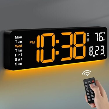 MASHI Digital Wall Clock 16 Large Display Digital Clock with Remote Control AutoDimming Wall Clock with Night Light DST Date WeekTemp for Living Room Bedroom Decor Gift for Elderly