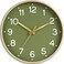 Roymnie Wall Clock Green Silent Wall Clocks Battery Operated 8 InchModern Non Ticking Analog Clock Decorative for Kitchen Office Bathroom BedroomGold