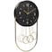 Driini Decorative Wall Clock with Pendulum Black Modern Wood 3D Gold Numbers Metal Frame Small Unique Wall Clocks for Living Room Decor or Bathroom Battery Operated Silent NonTicking