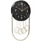 Driini Decorative Wall Clock with Pendulum Black Modern Wood 3D Gold Numbers Metal Frame Small Unique Wall Clocks for Living Room Decor or Bathroom Battery Operated Silent NonTicking
