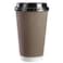 GUSTO 16 oz 50 Sets Insulated Brown Patterned Ripple Paper Hot Coffee Cups With Lids Lids Color May Vary Ideal for Hot Beverages Travel and Office Use Formerly Comfy Package
