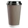 GUSTO 16 oz 50 Sets Insulated Brown Patterned Ripple Paper Hot Coffee Cups With Lids Lids Color May Vary Ideal for Hot Beverages Travel and Office Use Formerly Comfy Package