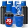 Ginkgo Disposable To Go Coffee Cups with Lids 12 oz 100 Pack Double Wall Ripple Insulated Blue Paper Cups for Hot Beverage Chocolate Cocoa and coffee