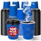 Ginkgo Disposable To Go Coffee Cups with Lids 12 oz 100 Pack Double Wall Ripple Insulated Blue Paper Cups for Hot Beverage Chocolate Cocoa and coffee