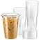 Fit Meal Prep 50 Pack 16 oz Clear Plastic Cups with Flat Lids Disposable Iced Coffee Cups BPA Free Premium Crystal Smoothie Cup for Party Lemonade Stand Cold Drinks Juice Milkshake