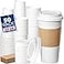 Fit Meal Prep 50 Pack 20 oz Disposable Coffee Cups with Lids Sleeves LeakProof To Go Coffee Cups with Lids Durable Hot Paper Cups for Home Office Party Business