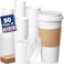 Fit Meal Prep 50 Pack 20 oz Disposable Coffee Cups with Lids Sleeves LeakProof To Go Coffee Cups with Lids Durable Hot Paper Cups for Home Office Party Business