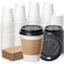 Fit Meal Prep 100 Pack 12 oz Disposable Coffee Cups with Lids Sleeves LeakProof To Go Coffee Cups with Lids Durable Paper Cups for Hot Beverage Home Office Party