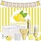 Jingmore 103 Pcs Lemonade Stand Supplies Includes Burlap Banner Sign Stand Table Cover 50 Sets Lemonade Cups with Lids and Straws 5l Plastic Drink Dispenser Decorations Kit Supplies