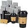 Lamosi 16 oz Coffee Cups 50 Pack Disposable Coffee To Go Cups with Lids Stir Sticks and Sleeves 16 oz Black Hot Paper Cup for Home Travel Office