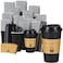 Lamosi 16 oz Coffee Cups 50 Pack Disposable Coffee To Go Cups with Lids Stir Sticks and Sleeves 16 oz Black Hot Paper Cup for Home Travel Office