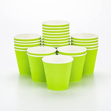Restaurantware Ripple Wall Coffee Cups 25 Count 8 Ounce Insulated Eco Green Paper Cups Rolled Rim SpillResistant Disposable Paper NonSlip for Coffee Beverages