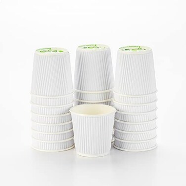 Restaurantware Ripple Wall Coffee Cups 25 Count 4 Ounce Insulated White Paper Cups Rolled Rim SpillResistant Disposable Paper NonSlip for Coffee Beverages
