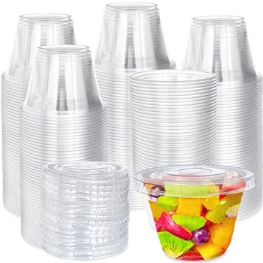 Alaeseje 100 Pack 6 oz Plastic Dessert Cups with Flat Lids No HoleDisposable Parfait CupsClear Plastic Party Cups for FruitIce CreamYogurtCandySaladSnackPudding