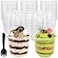 Jnnzzggu 100 Pack 12OZ Clear Plastic Cups with No Hole Dome Lids and SporksDisposable Dessert CupsYogurt Parfait Cup for CupcakePuddingIced Cold DrinksCoffeeJuiceSnacksFruitsIce Cream