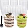 Jnnzzggu 100 Pack 12OZ Clear Plastic Cups with No Hole Dome Lids and SporksDisposable Dessert CupsYogurt Parfait Cup for CupcakePuddingIced Cold DrinksCoffeeJuiceSnacksFruitsIce Cream
