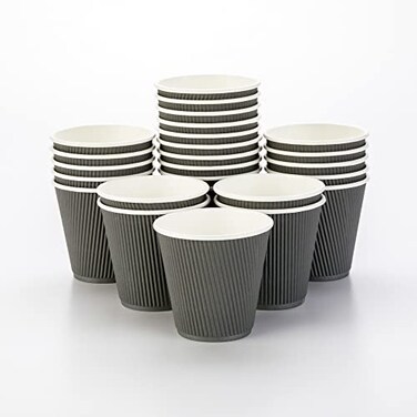 Restaurantware 8 Ounce Double Wall Disposable Coffee Cups 500 Insulated Gray Paper Tumblers with Ripple Wall Design Lids Sold Separately for Hot Drinks like Tea Hot Chocolate and More