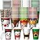 Uiifan 80 Pack Christmas Coffee Disposable 16 OZ Paper Cups with Lids and Straws Christmas Hot Chocolate Cups for Xmas Party Hot and Cold Drinks Tea Water Serving