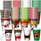 Uiifan 80 Pack Christmas Coffee Disposable 16 OZ Paper Cups with Lids and Straws Christmas Hot Chocolate Cups for Xmas Party Hot and Cold Drinks Tea Water Serving