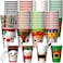 Uiifan 80 Pack Christmas Coffee Disposable 16 OZ Paper Cups with Lids and Straws Christmas Hot Chocolate Cups for Xmas Party Hot and Cold Drinks Tea Water Serving