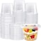 Alaeseje 100 Pack 8oz Plastic Cups with Flat LidsHole in the LidDisposable Clear CupsClear Crystal Dessert Cups for ParfaitFruitSnacksYogurtJellyIce CreamCold Drinks