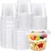 Alaeseje 100 Pack 8oz Plastic Cups with Flat LidsHole in the LidDisposable Clear CupsClear Crystal Dessert Cups for ParfaitFruitSnacksYogurtJellyIce CreamCold Drinks
