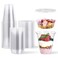 Lilymicky 50 Sets 12 oz Clear Plastic Parfait Cups with Insert Flat lids Disposable Yogurt Fruit Cups for Kids for Dips and Veggies Breakfast and Snacks