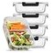 JoyJolt Divided Food Storage Containers with Lids Airtight 5 Pack Glass Meal Prep Containers 2 Compartment Set Glass Bento Box Reusable Food Containers Portion Control Containers for Weight Loss
