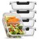 JoyJolt Divided Food Storage Containers with Lids Airtight 5 Pack Glass Meal Prep Containers 2 Compartment Set Glass Bento Box Reusable Food Containers Portion Control Containers for Weight Loss