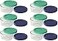 Pyrex 6 7202 1Cup Clear Round Dishes wGreen and Blue Lids Made in USA