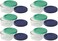 Pyrex 6 7202 1Cup Clear Round Dishes wGreen and Blue Lids Made in USA