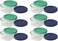 Pyrex 6 7202 1Cup Clear Round Dishes wGreen and Blue Lids Made in USA