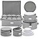 STOZU China Storage Set for Plates Cups and Mugs 5 pc set Hard Shell and Stackable Fully Padded Interior 48 Plate Dividers Included