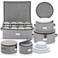 STOZU China Storage Set for Plates Cups and Mugs 5 pc set Hard Shell and Stackable Fully Padded Interior 48 Plate Dividers Included