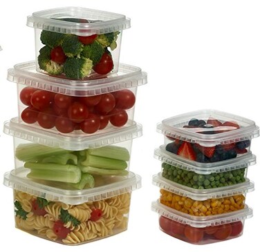 Decony Plastic Deli Containers with Lids 8 Oz 25 Pack Square Clear Plastic Containers TamperProof BPAFree Take Away Food Containers Space Saver Airtight Freezer Safe Meal Prep Containers