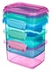 Sistema 3Piece Food Storage Containers with Lids for Lunch Meal Prep and Leftovers Dishwasher Safe 16Cup BlueGreenPink