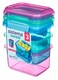 Sistema 3Piece Food Storage Containers with Lids for Lunch Meal Prep and Leftovers Dishwasher Safe 16Cup BlueGreenPink