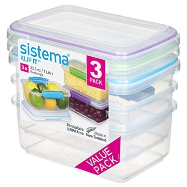 Sistema Food Storage Polypropylene Assorted 1L x 3