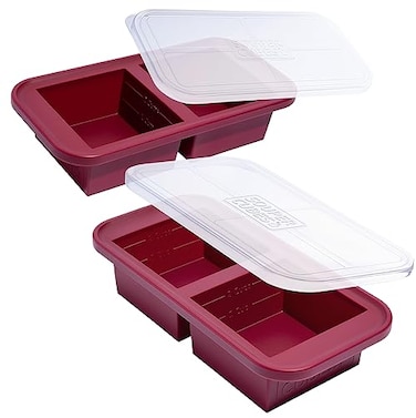 Souper Cubes 2 Cup Silicone Freezer Molds with Lids Soup Cubes for Freezing Lasagna Leftovers Soups Sauces Casseroles Meal Prep Meals and More Cranberry 2Pack