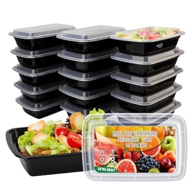 Ezalia 15 Pack Meal Prep Containers Reusable 24oz Plastic Food Prep Containers Leakproof To Go Food Containers with Lids BPAFree MicrowaveDishwasherFreezer Safe