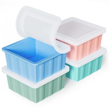 GGOW Silicone Freezer Tray for Soup Ice Cubes 2Cup Freezing Trays with Lid for Meal Prep 4Pack Silicon Soup Portion Freeze Tray Make Stock Souped Ice Cube