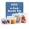 Stasher Silicone Reusable Storage Bags 4Pack Starter Kit Reusable Freezer Bags Microwave Dishwasher Oven Safe Sous Vide Premium Lunch Containers Eco Friendly Food Storage Bags Clear