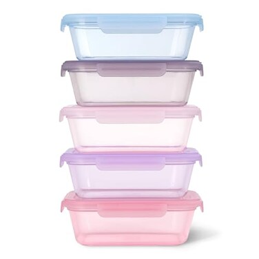 Ello Snap Nest 10Piece 45 Cup Plastic Meal Prep Set Reusable Food Containers for Healthy Eating Freezer Dishwasher Safe Berry Fields