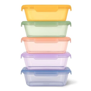 Ello Snap Nest 10Piece 45 Cup Plastic Meal Prep Set Reusable Food Containers for Healthy Eating Freezer Dishwasher Safe Cactus Blooms